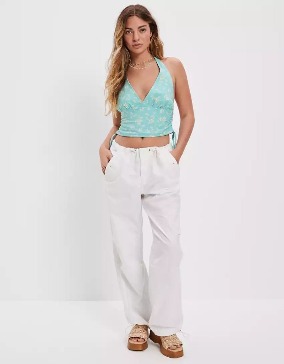 Chemises American Eagle AE Cropped Halter Top Turquoise Clair Femme | ZBV-13650689